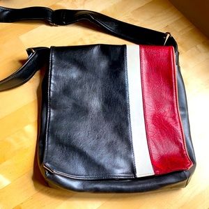 Argentine white, red, and black bag